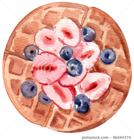 Specialty breakfast food watercolor icon set 86844374