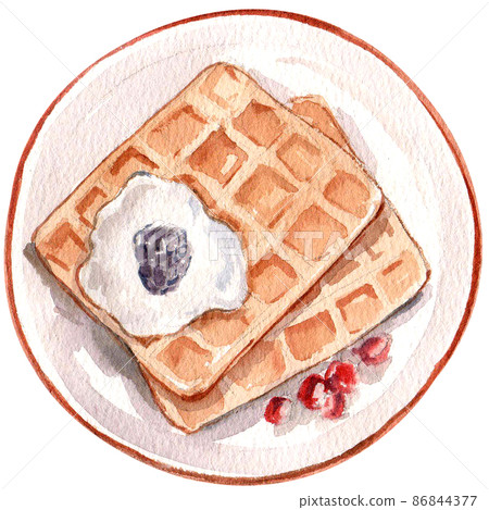 Specialty breakfast food watercolor icon set 86844377