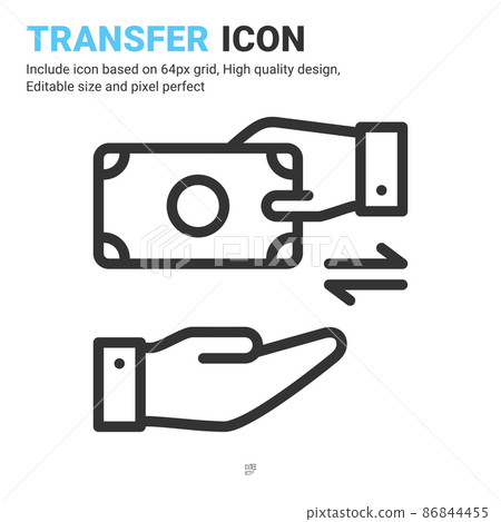 Money transfer icon vector with outline style... - Stock Illustration ...