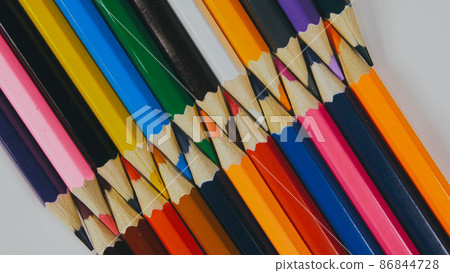 Colored Pencils Writing Utensils Coloring Arranged Stock Photo 2024318933