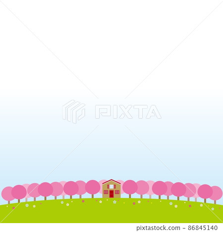 Spring landscape flowers pastel colors 86845140