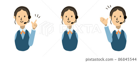 一位身穿制服的女性電話接線員的插圖姿勢集 一位身穿制服的女性電話接線員的插圖姿勢集 86845544