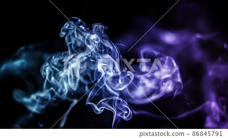 Black background material Colorful smoke texture floating in the air 86845791