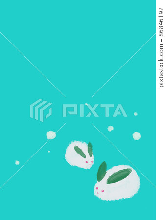 Two snow rabbits background image without characters vertical Two snow rabbits background image without characters vertical 86846192
