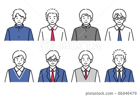 為各種男學生設置的圖標 86846479