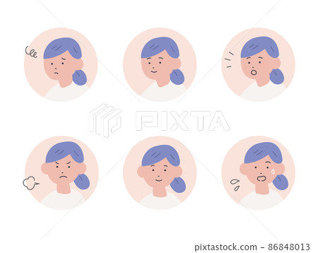 Female hand-painted icon set Female hand-painted icon set 86848013