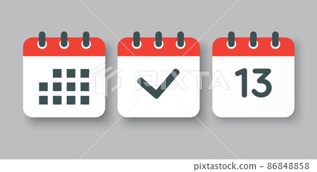 Vector icon page calendar number 13, done, agenda 86848858