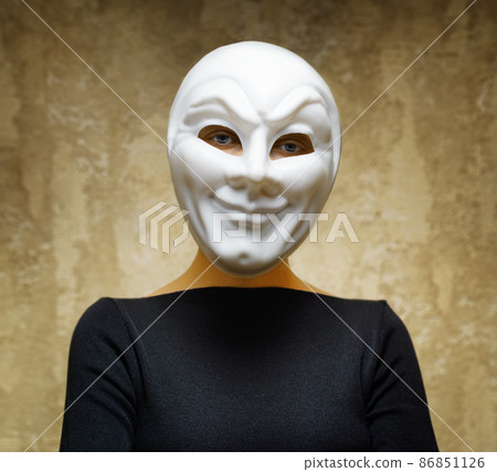 Woman in white mask. Horror concept 86851126