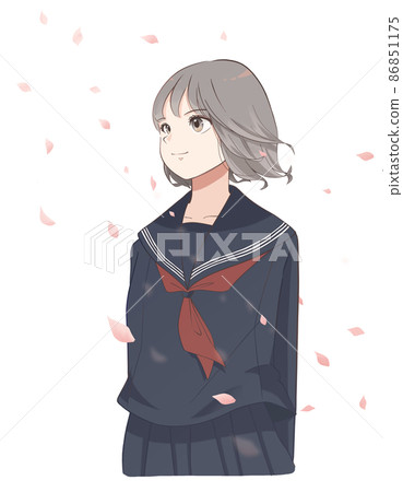 Female student looking to the future (sailor suit) Sakura new life 86851175