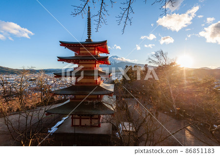 Mount Fuji as seen from the Chureito Pagoda Mount Fuji as seen from the Chureito Pagoda 86851183