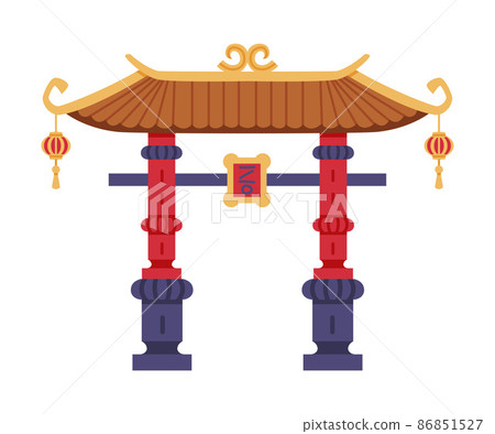 Gate as Symbolic Entrance at Shinto Shrine and Chinese Architecture Vector Illustration Gate as Symbolic Entrance at Shinto Shrine and Chinese Architecture Vector Illustration 86851527