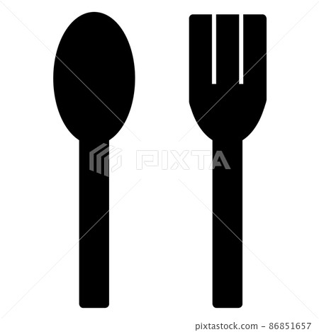 [Silhouette] Illustration of spoon and fork 86851657