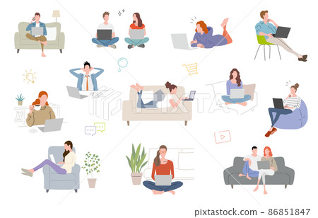 Vector illustration material: People set using a laptop 86851847
