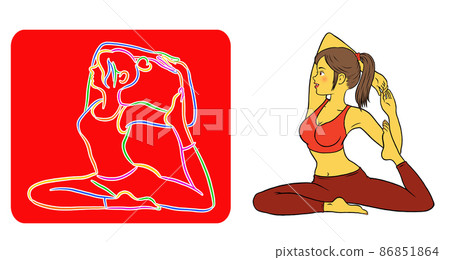 Yoga emblem and instructor female set 86851864