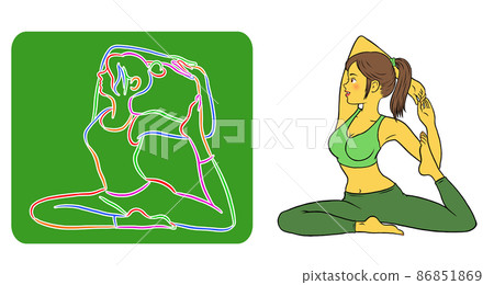 Yoga emblem and instructor female set 86851869