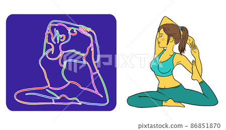 Yoga emblem and instructor female set Yoga emblem and instructor female set 86851870