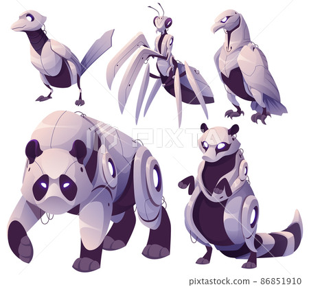 Robots magpie, eagle, panda, wasp and raccoon 86851910