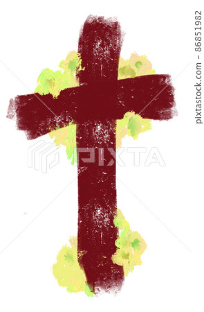 Easter Cross Illustration. Brush stroke technic. Digital illustration Easter Cross Illustration. Brush stroke technic. Digital illustration 86851982