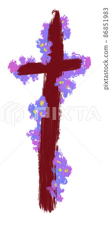 Easter Cross Illustration. Brush stroke technic. Digital illustration Easter Cross Illustration. Brush stroke technic. Digital illustration 86851983