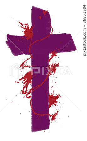 Easter Cross Illustration. Brush stroke technic. Digital illustration Easter Cross Illustration. Brush stroke technic. Digital illustration 86851984