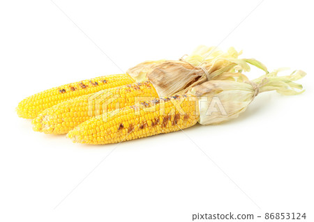 Tasty grilled corn isolated on white background Tasty grilled corn isolated on white background 86853124