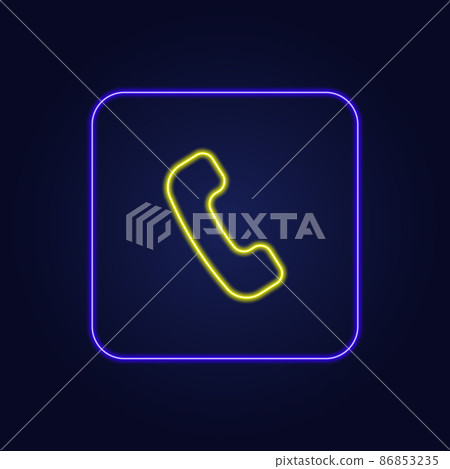 Beautiful stylish colorful neon phone handset icon - Vector Beautiful stylish colorful neon phone handset icon - Vector 86853235
