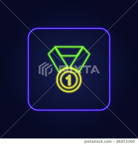 Beautiful stylish colorful neon medal icon - Vector 86853260