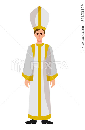 Man in Vatican church uniform, temple attendant - Vector 86853309