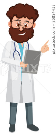 A male doctor cartoon character on white background 86854415