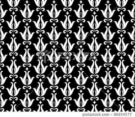 Flower geometric pattern. Seamless vector background. White and black ornament 86854577