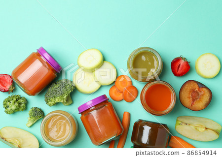 Concept of tasty baby food or nutrition Concept of tasty baby food or nutrition 86854914