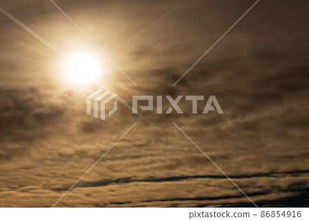 Dark Cloudy Sky with Sunbeams - Full Frame Photography Dark Cloudy Sky with Sunbeams - Full Frame Photography 86854916