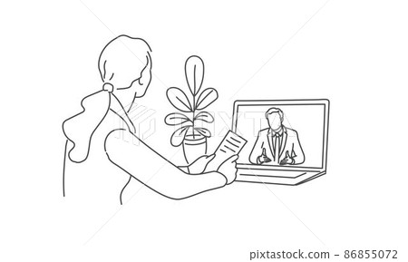 Woman at laptop. Online courses, studying or education. 86855072