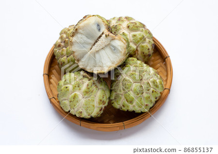 Custard apple on white background. Custard apple on white background. 86855137