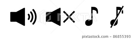 音量、筆記和靜音圖標集 86855393