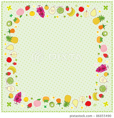 Fruit Frame Photo Frame Rounded Square Background Dot Pattern Pastel Green 86855490