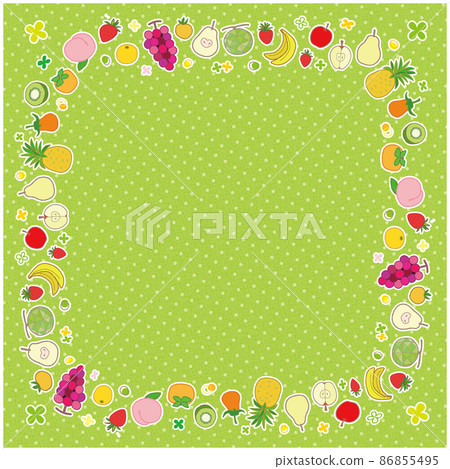 水果框架相框圓形方形背景點圖案黃色綠色 86855495