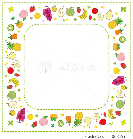 Fruit frame photo frame rounded square background green stitch Fruit frame photo frame rounded square background green stitch 86855501