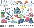 易於兒童使用的雨季可愛插圖素材集 86855733