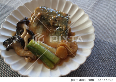 Supper side dish mackerel miso boiled 86856298