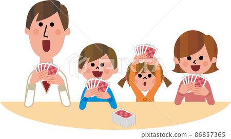 Playing cards with family 86857365