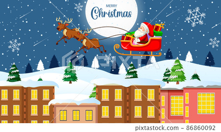 Santa Claus on sleigh flying in the sky Santa Claus on sleigh flying in the sky 86860092