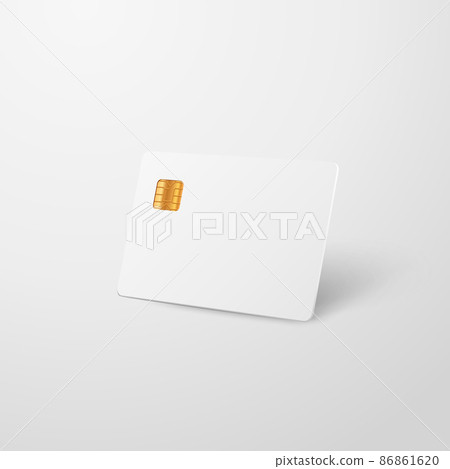 Realistic blank plastic credit card. Bank card with chip. Shopping discount plastic card. Template white card for finance 86861620