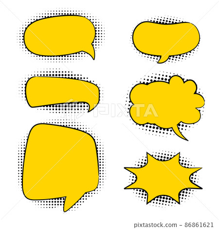 Collection of speech bubbles with halftone shadow pop art 86861621