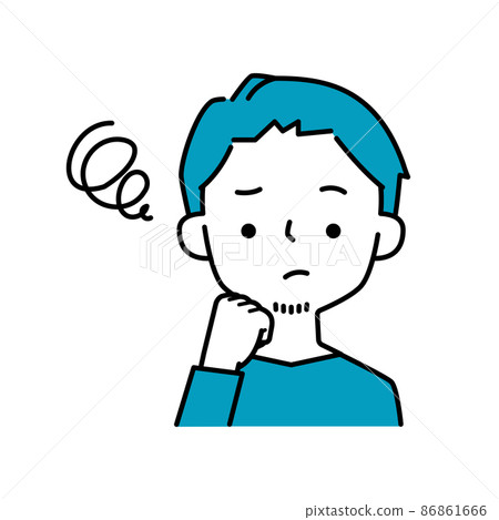 一個有憂慮的姿勢和麵部表情的鬍鬚男子的簡單插圖圖標 一個有憂慮的姿勢和麵部表情的鬍鬚男子的簡單插圖圖標 86861666