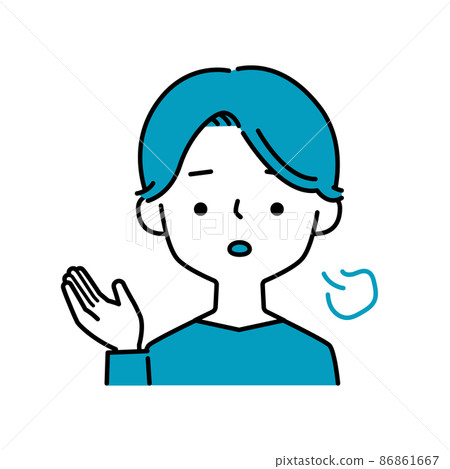 Simple illustration icon of man with sighing pose and facial expression 86861667