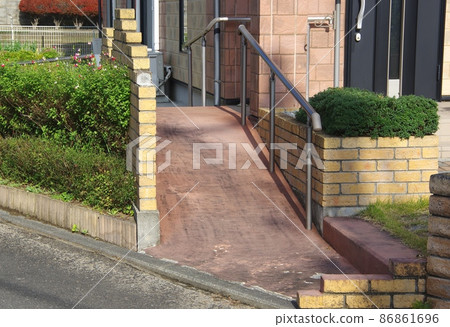 Entrance slope and handrail Entrance slope 86861696