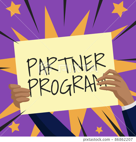 Text sign showing Partner Program. Business... - Stock Illustration ...