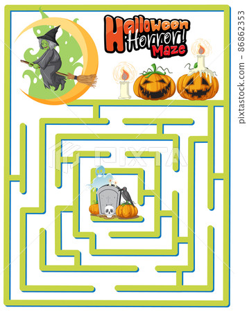 Maze game finds the witch's way to gravestone Maze game finds the witch's way to gravestone 86862353