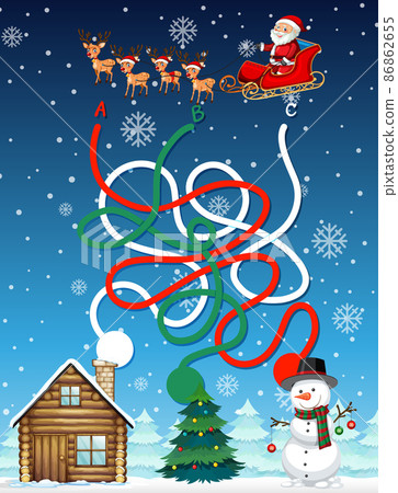 Maze game template in Christmas theme Maze game template in Christmas theme 86862655